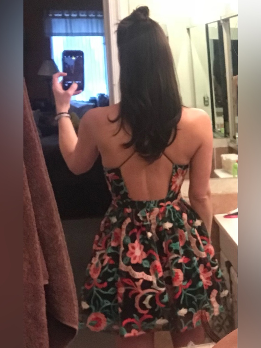 Black Floral Embroidered Tulle Party Dress – Forever 21 Small - Picture 10 of 10
